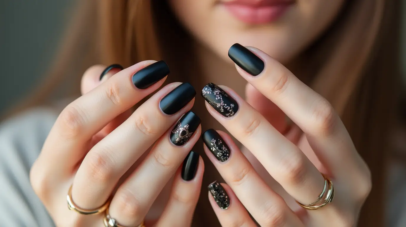 black nail art